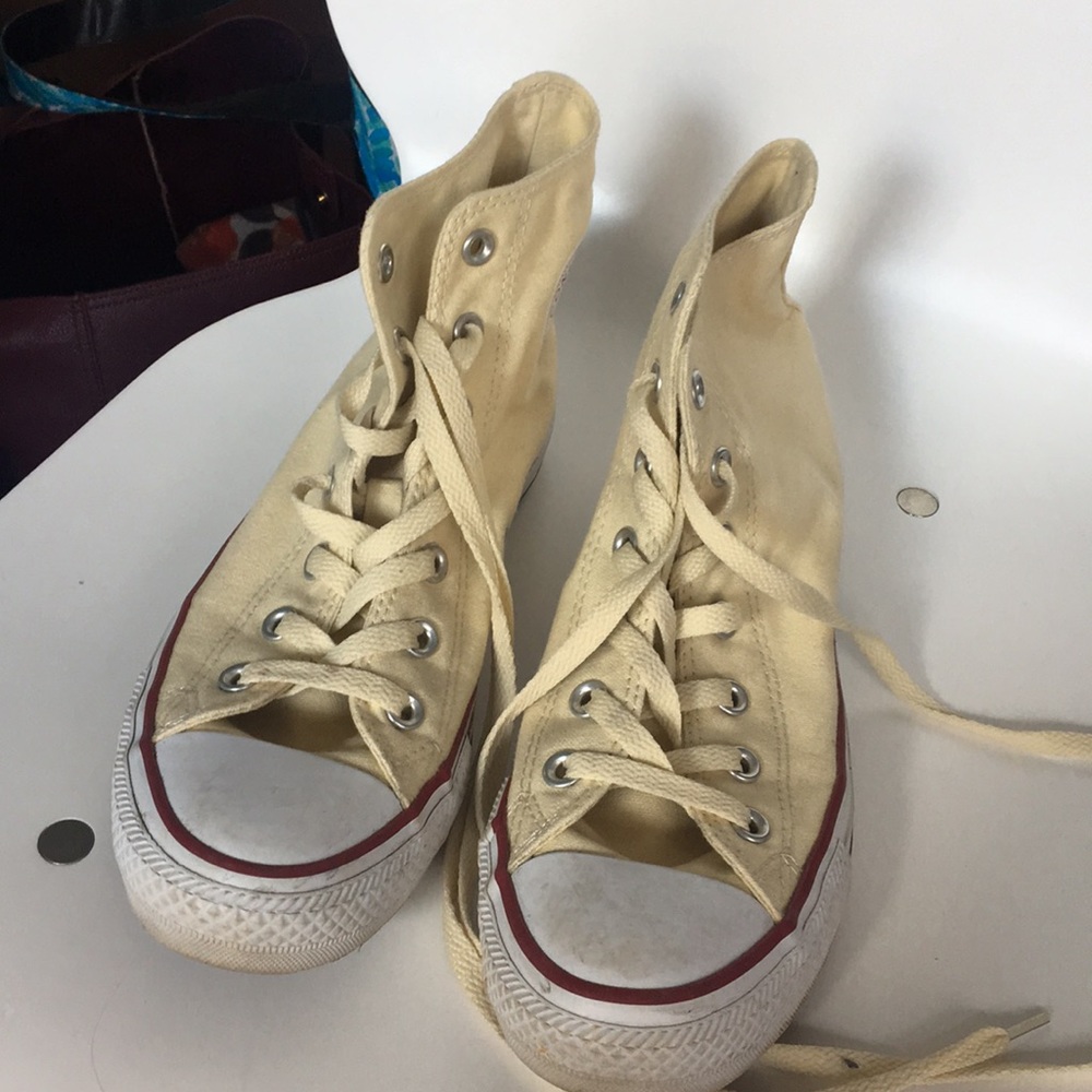 Cream colored converse high tops!